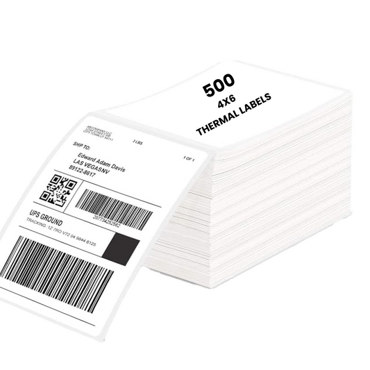 500 LABELS (1 Stack of 500 Label) 4x6 (100x150 mm) Direct Thermal Label Stack Address, Shipping, Ecommerce, Labels