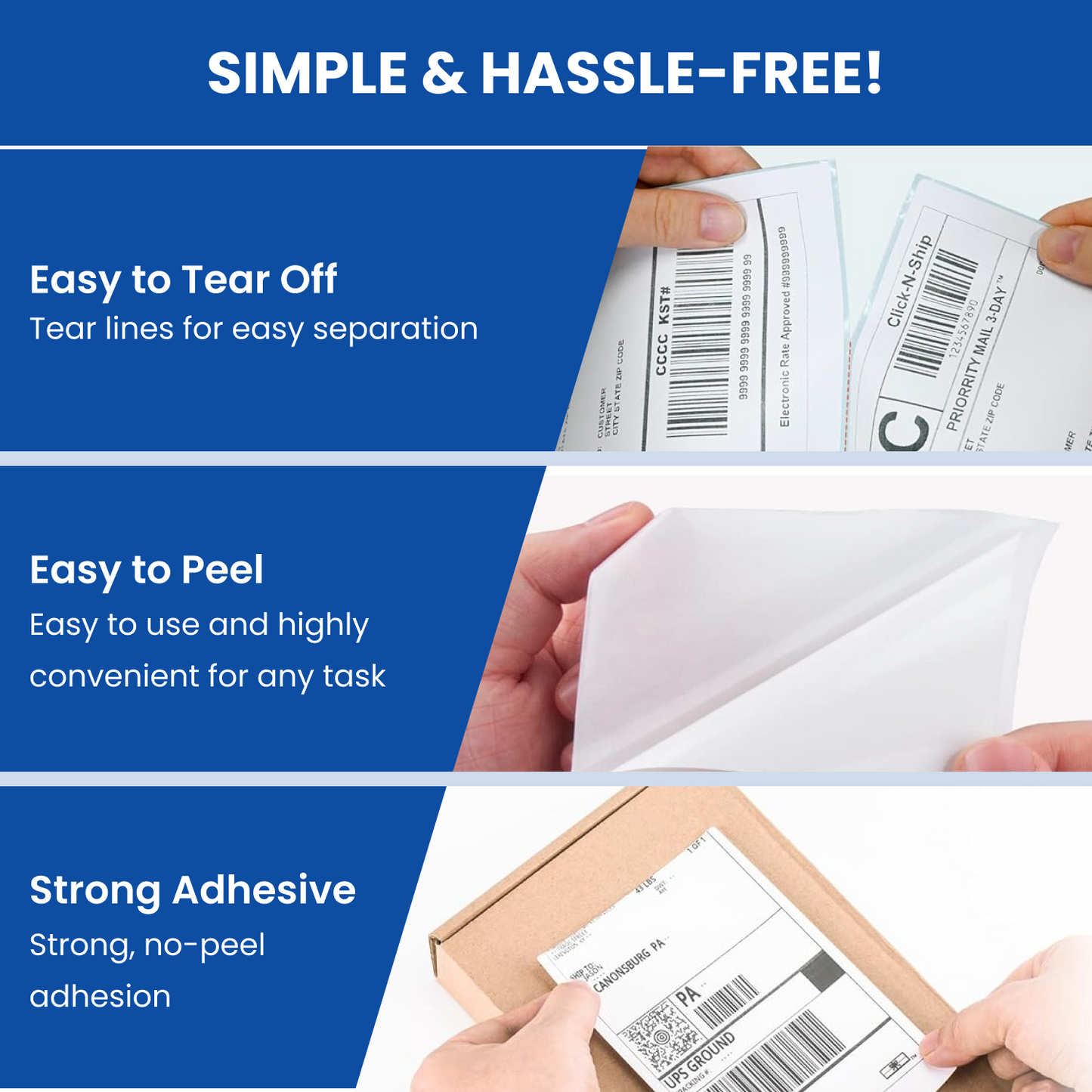 500 LABELS (1 Stack of 500 Label) 4x6 (100x150 mm) Direct Thermal Label Stack Address, Shipping, Ecommerce, Labels