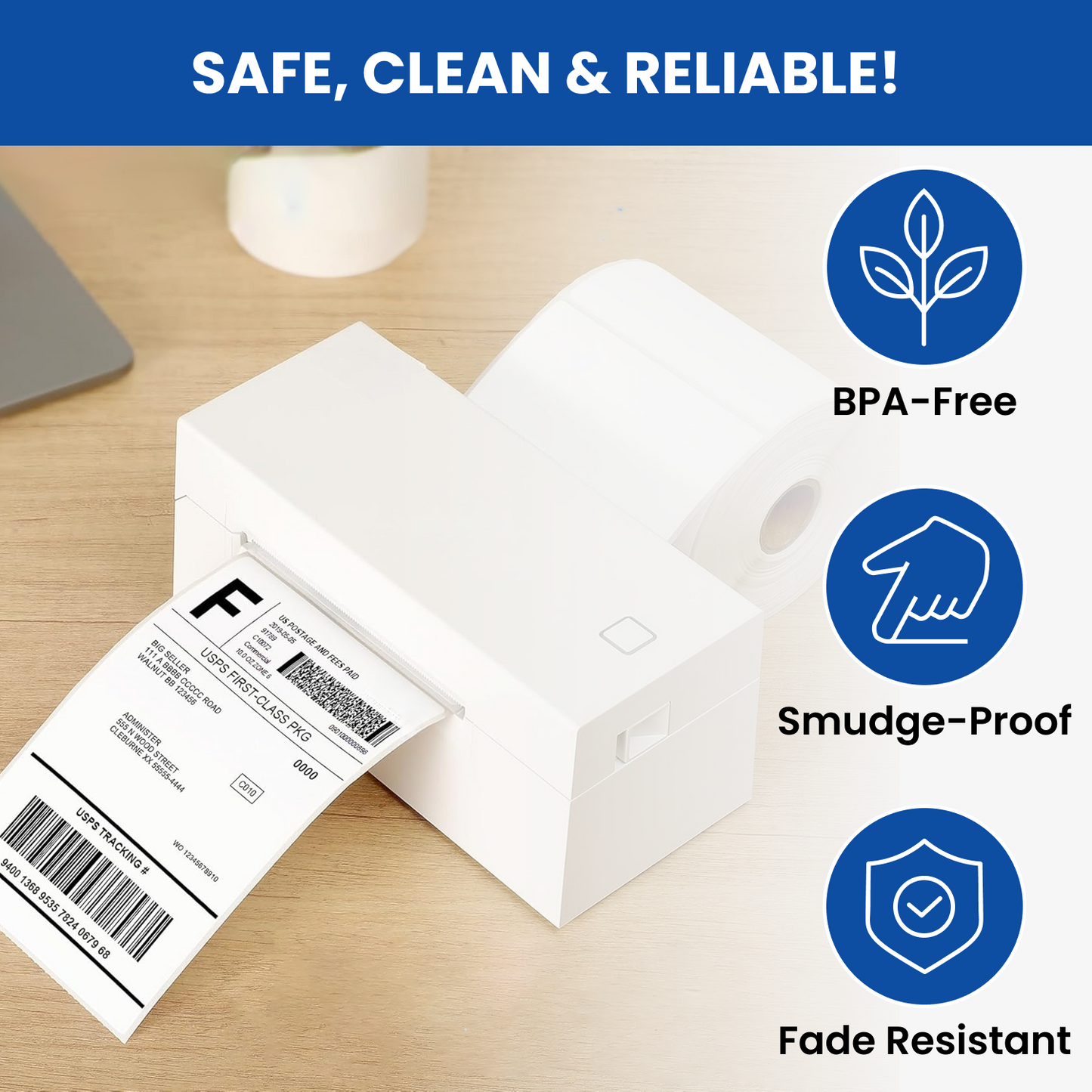 400 Label of 1 Roll of 4x6 (100x150 mm) Direct Thermal Label Stack Address, Shipping, Ecommerce, Labels