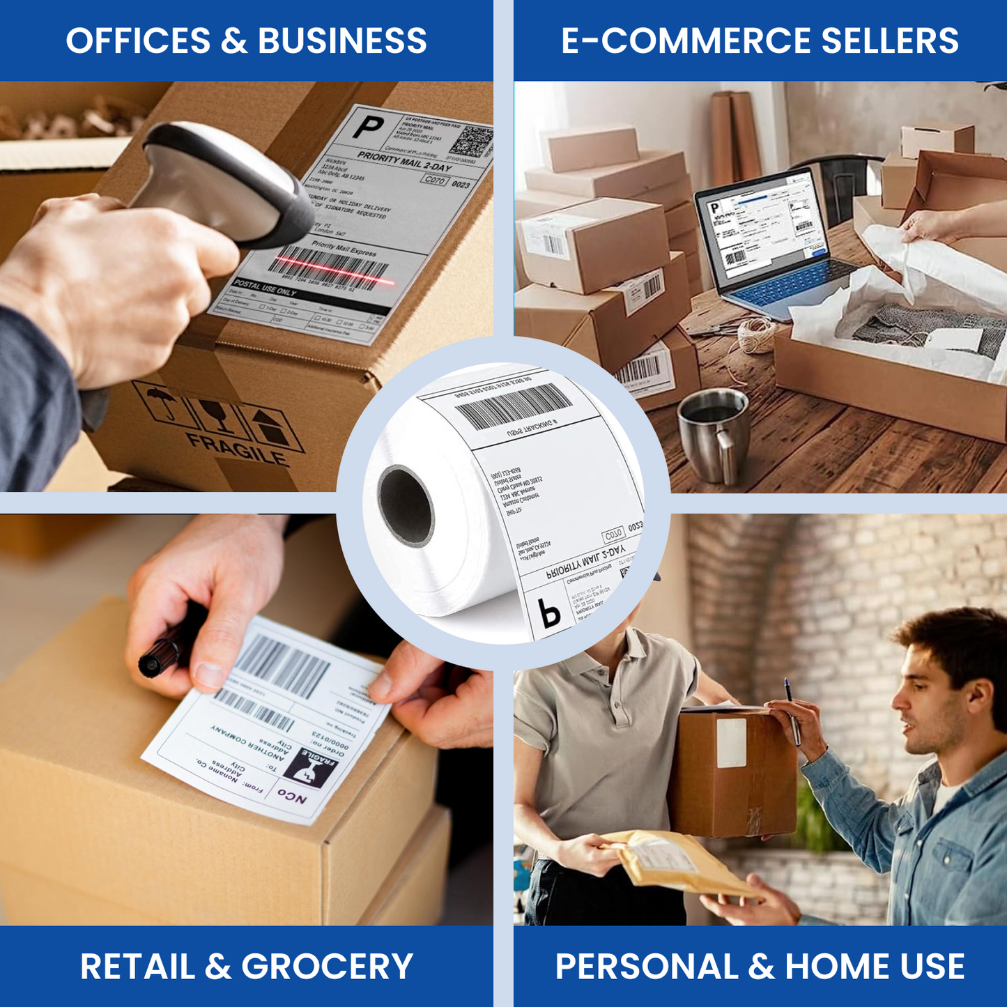 400 Label of 1 Roll of 4x6 (100x150 mm) Direct Thermal Label Stack Address, Shipping, Ecommerce, Labels