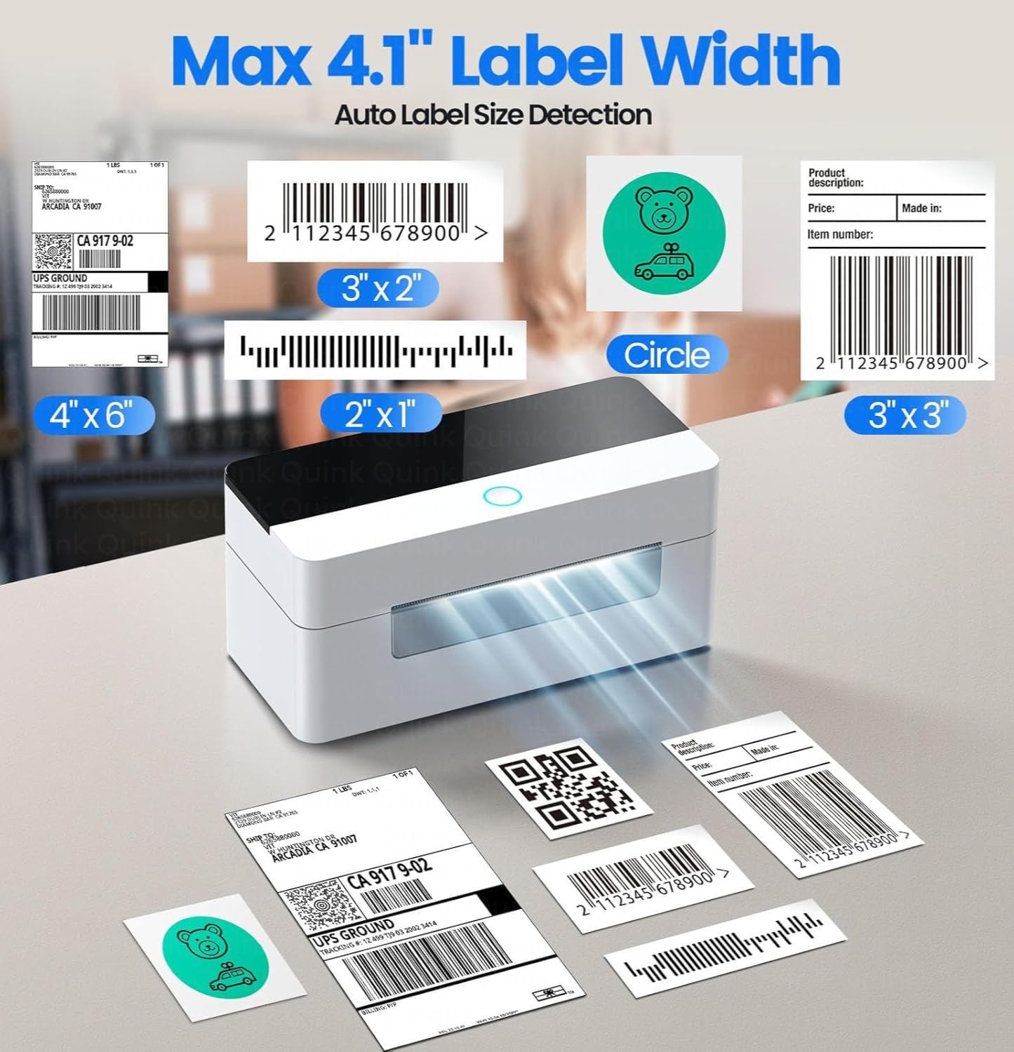 BEEKAY USB Direct Thermal 4×6 Shipping Label Printer |203DPI Resolution|152mm/s Printing Speed 1 year warranty
