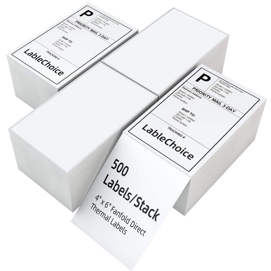 2000 LABELS (4 Stack of 500 Label) 4x6 (100x150 mm) Direct Thermal Label Stack Address, Shipping, Ecommerce, Labels