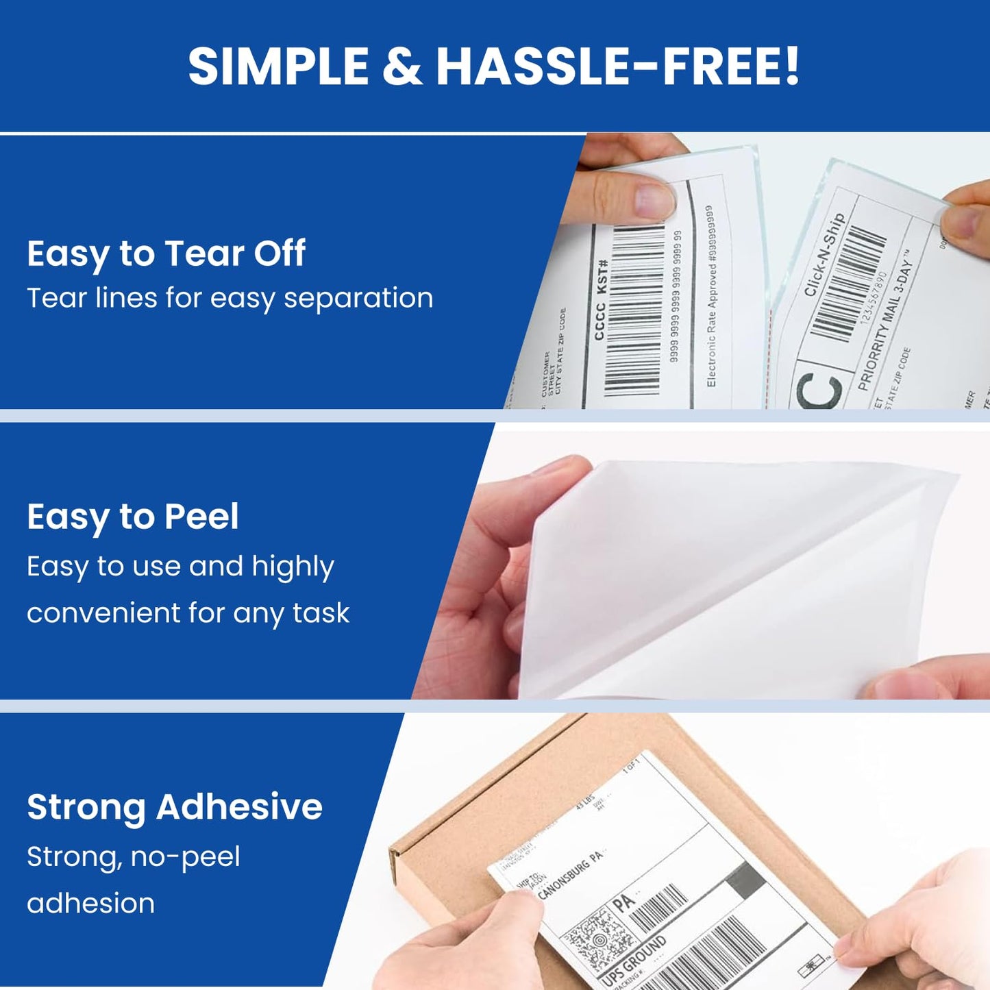 1000 LABELS (2 Roll of 500 Label) 3"x5" (75x125 mm) Direct Thermal Label Roll Address, Shipping, Ecommerce, Labels