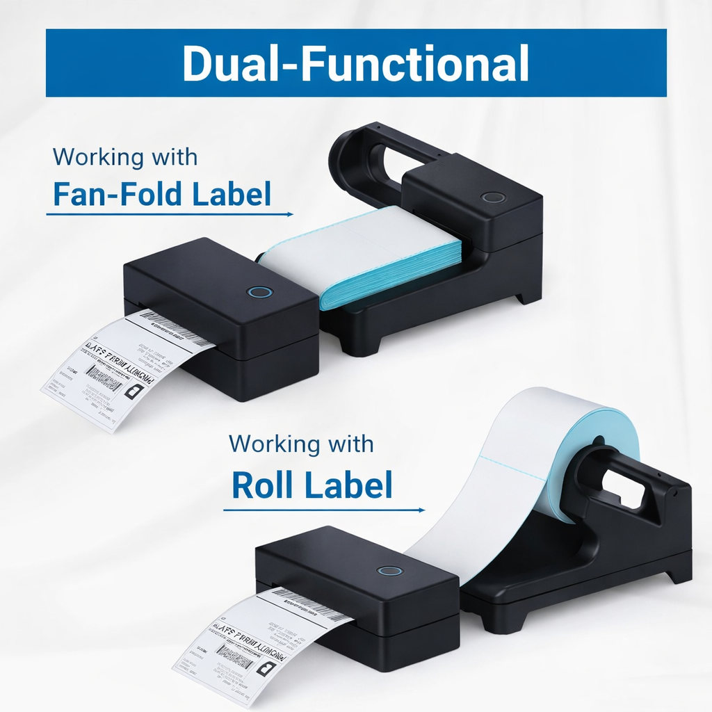 BEEKAY Thermal Label Holder Stand for Roll & Fan-Fold Labels Universal Label Holder for 4x6, 4x4, 3x5, 3x2, 2x1, Plastic Stand