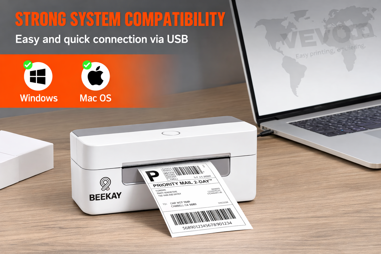 BEEKAY® USB Thermal Label Printer using COMPUTER can print 4×6,3x5,2x1,4x4 Adjustable Size 203 DPI, Compatible windows and mac for Shipping Barcode Label Ecommerce 1 Yr Warranty