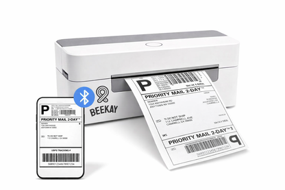 BEEKAY® USB + Bluetooth Thermal Label Printer using COMPUTER as well as Mobile Phone Using App  which can print 4×6,3x5,2x1,4x4 Adjustable Size 203 DPI,Compatible windows and mac for Shipping Barcode Label Ecommerce 1 Yr Warranty