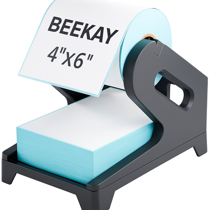 BEEKAY Thermal Label Holder Stand for Roll & Fan-Fold Labels Universal Label Holder for 4x6, 4x4, 3x5, 3x2, 2x1, Plastic Stand
