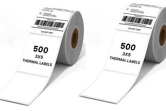 1000 LABELS (2 Roll of 500 Label) 3"x5" (75x125 mm) Direct Thermal Label Roll Address, Shipping, Ecommerce, Labels