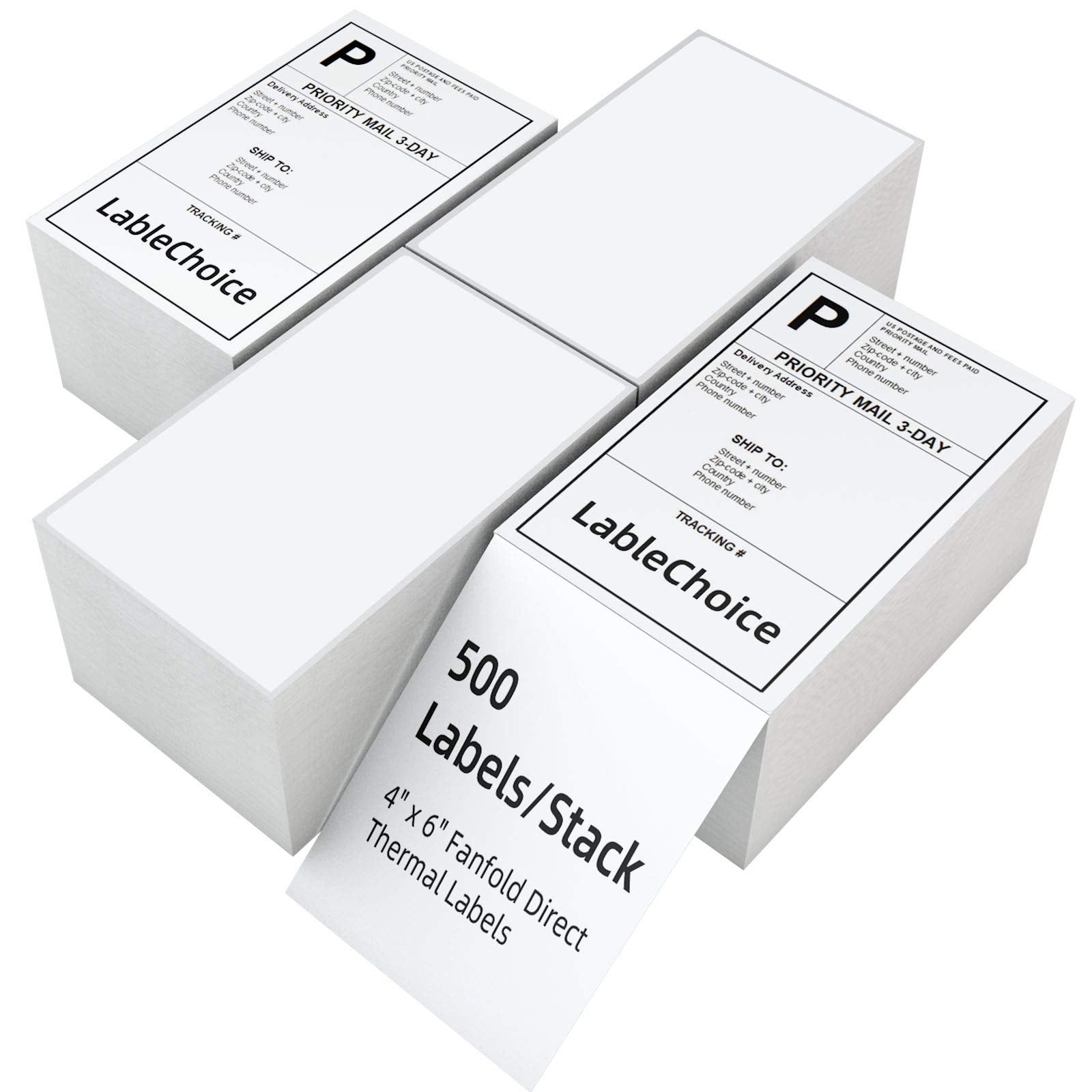 2000 LABELS (4 Stack of 500 Label) 4x6 (100x150 mm) Direct Thermal Lab ...