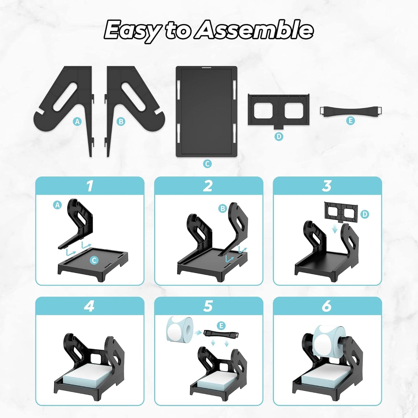 BEEKAY Thermal Label Holder Stand for Roll & Fan-Fold Labels Universal Label Holder for 4x6, 4x4, 3x5, 3x2, 2x1, Plastic Stand