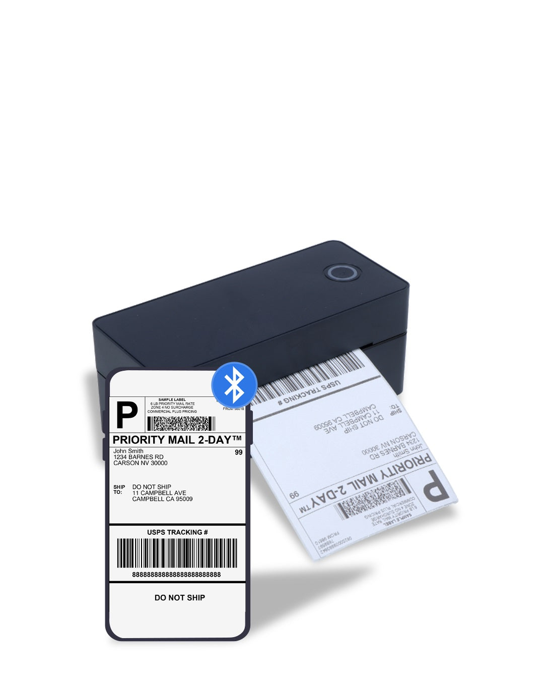 BEEKAY® USB + Bluetooth Thermal Label Printer 4×6,3x5,2x1,4x4 Adjustable Size 203 DPI,Compatible with Windows, Mac, Android for Shipping Barcode Label Ecommerce 1 Yr Warranty